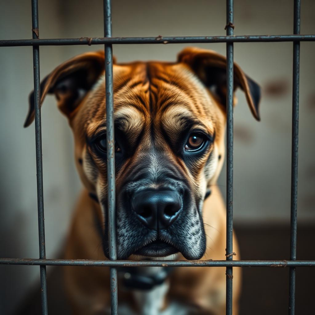 Chien senior triste dans un refuge